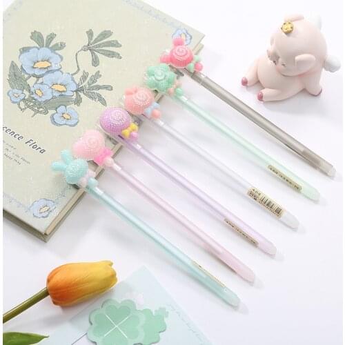 48 pcs/lot Creative Lollipop Animal Erasable Gel Pen Cute 0.5mm Signature Pens Office School Writing Supplies Promotional gift