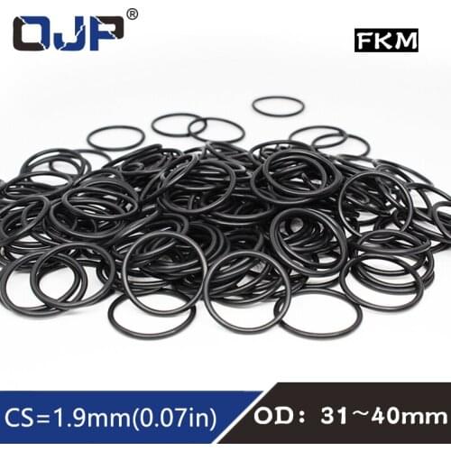 5PCS Fluorine rubber Ring Black FKM O ring Seal CS:1.9mm OD31/32/33/34/35/36/37/38/39/40mm Rubber O-Ring Seal Oil Ring Gasket