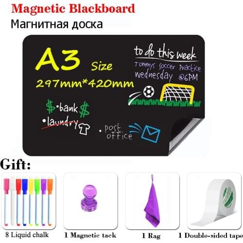 A3 Size Magnetic Mini Chalkboard Black Board Chalk Board Wall Sticker Office Supplies Dust Free Liquid Chalk Message Board