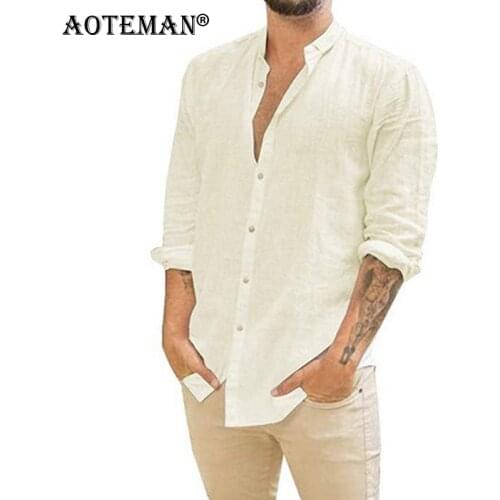 Мужские льняные рубашки AOTEMAN China At AliExpress