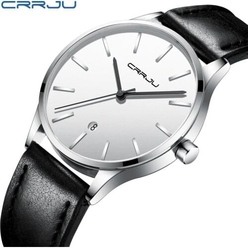 2020 CRRJU Brand New Mens Fashion Sport Watch Men Leather Waterproof Quartz Watches Male Date Analog Clock Relogio Masculino
