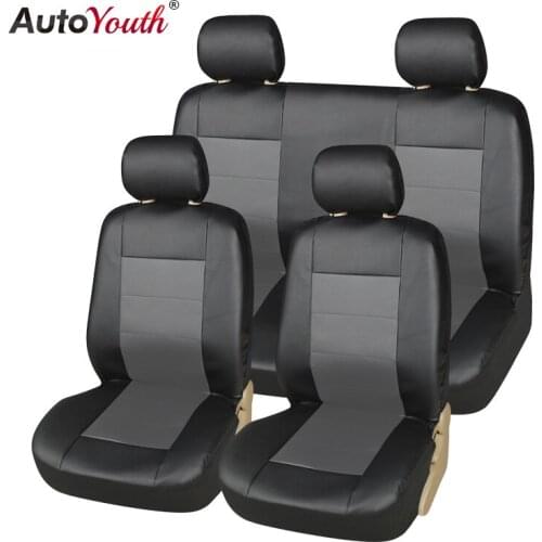 Automobiles Seat Covers PU Leather Fashion Full Set Car Seat Covers with Organizer Storage Bags Universal Fit Seat Protectors