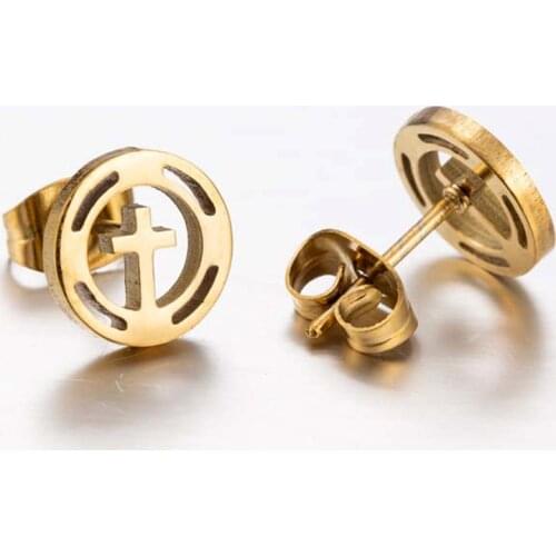 Hfarich Religious Cross Jesus Stud Earrings For Women Men 2021 Black Earings Fashion Jewelry Friendship Gift