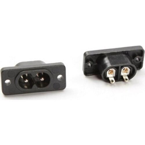 IEC320 C8 Black 2 Terminal Power Plug Inlet Socket AC 250V 2.5A 20 Pcs