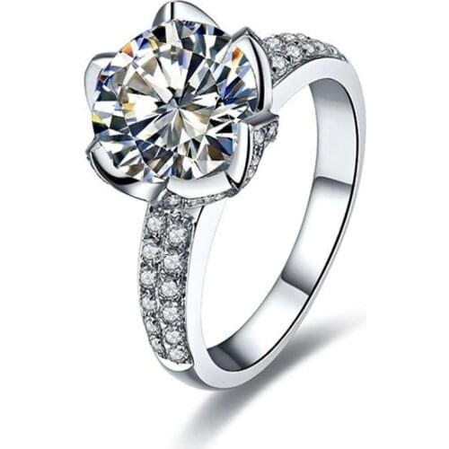 Test Positive Test Positive 3CT 9.0mm G-H Moissanite Engagement Diamond Ring 925 Sterling Silver Marriage Propose Ring
