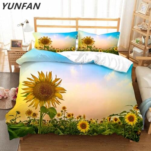 Sunflower 3D Bedding sets twin full queen king Quilt Cover Pillow Case 3pcs single double duvet cover sets flower bedclothes