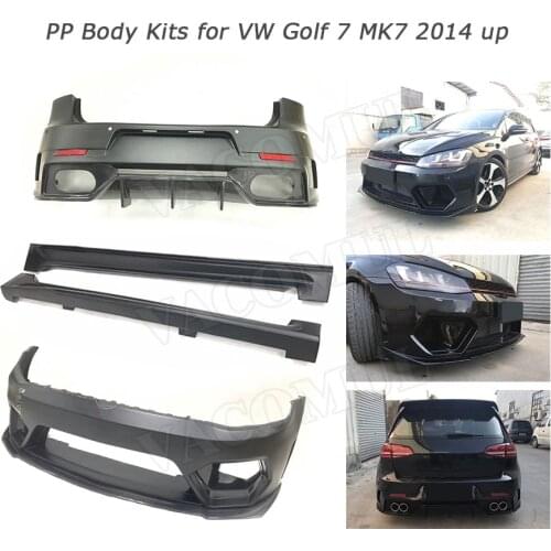 PP carbon fiber Body Kits Front Rear Boot Spoiler Diffuser Side Skirts for Volkswagen Golf 7 VII MK 7 GTI R 14-17 A Style