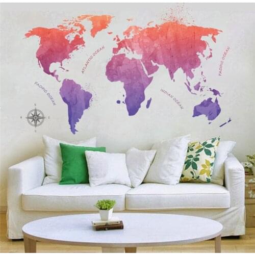 Colorful World Map Wall Sticker For Shop Office Living Room Home Decoration Global Maps Mural Art Diy Pvc Wall Decals Poster