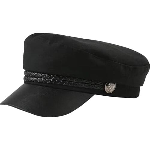 Women Men Journey Fashion Flat Top Black Octagonal Hat Travel Visiting Friends Hiking Sailor Going Shopping Outing Spring Autumn