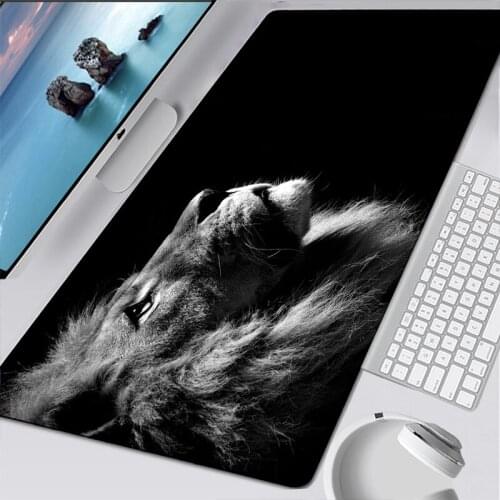 Fashion Lion Black Mouse Pad carpet Large Locking Edge Gamer Computer Desk Mat Anime Non-Skid Gaming MousePad Pc Accessories