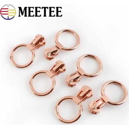 10pcs Meetee 5# Rose Gold Zippers Slider for Metal Zipper Head Zip Repair Kits Pull Tab DIY Sewing Bags Clothing Accessories