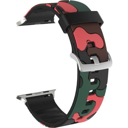 Soft Silicone Strap for Apple Watch SE Band 40mm 44mm 38mm 42mm Camouflage Style Sport Bracelet Series 6 5 4 3 2 1