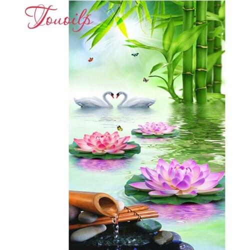 5d diy diamond painting embroidery pearls diamond pattern hand image of strass sets housing diamant Stone bamboo Lotus Swan