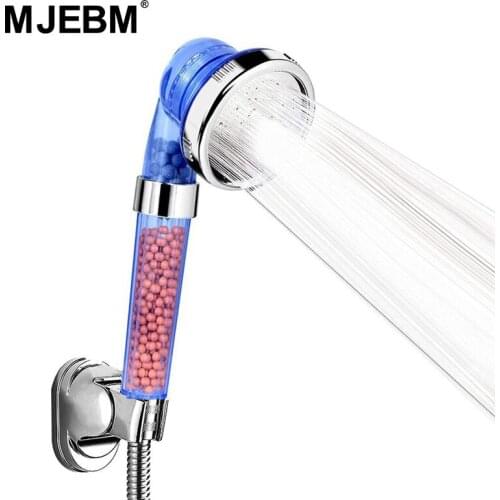 MJEBM Shower Bath Head Adjustable 3 Mode High Pressure Stone Stream Handheld Shower Head With Negative Ion Activated Ceramic Bal