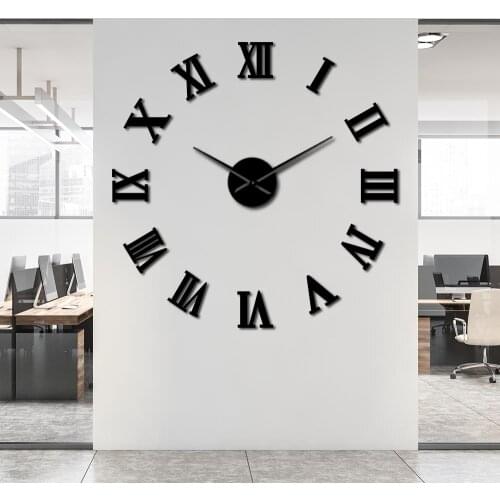DIY Classic Roman Numerals Wall Clock Modern Clock Watch 3D Acrylic Mirror Surface Kit Decoration Silent Sticker Creative Show