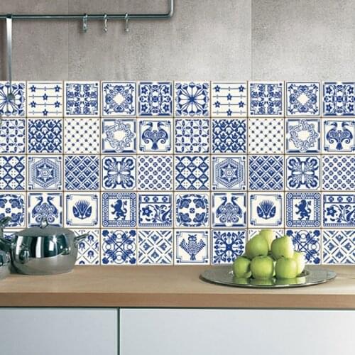 Retro Tiles Wall Stickers for Bathroom kitchen Tile Stickers Decor Adhesive Waterproof PVC Wall Stickers Kitchen Waist Line