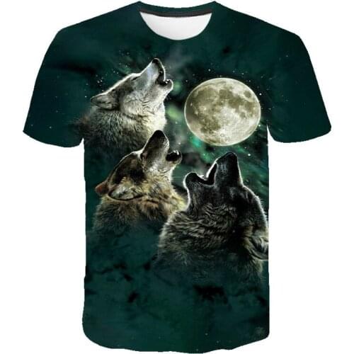 New for 2021! Summer Men T Shirt Streetwear O Neck Short Sleeve Tops Funny Animal Clothes Men 3d Wolf Print Casual T-shirt