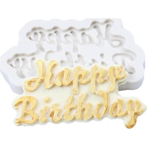 New Happy Birthday Silicone Fondant Molds Cake Decorating Tools Home DIY Baking Silicone Cake Mold Chocolate Gumpaste Moluld