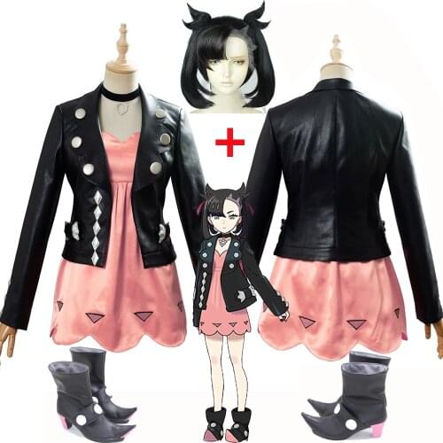 New Sword/Shield Marnie Cosplay Costume Women Girls Dress Spikemuth Galar Trainer Marnie Mary Game Cosplay Shoes Boots Free Ship