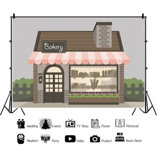 Painted Baking Bakery Backdrops Photocall Vinyl Background Decorations for Girls Birthday Portrait Photography Props