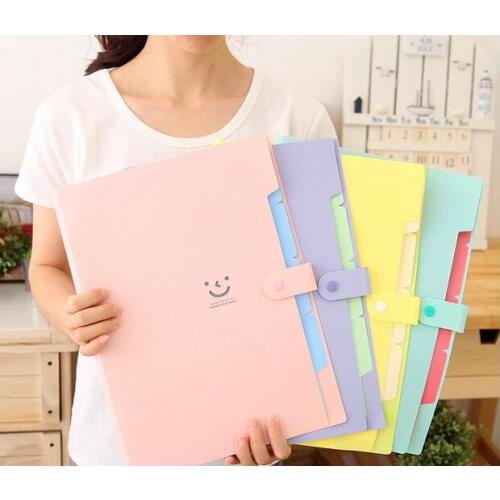Cute Smile file Folder Test Papers A4 Large Capacity Multilayer Student Stationery