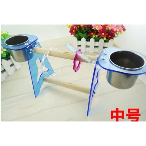 Pet birds parrot stand tripod training toy stainless steel bowl acrylic stand