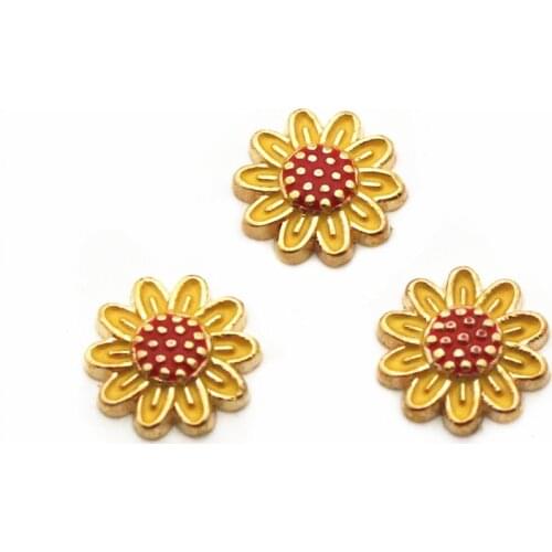 10pcs/lot Charms sunflower Floating Charms for Floating Memory charms pendant Lockets DIY Jewelry