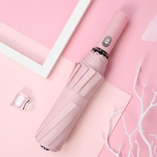 Fully Automatic Umbrella Men Women Pink Windproof Strong Rain Sun Umbrella UV Protection Portable Business Umbrella Travel A6A