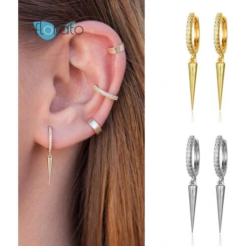 Geometric Cone Hoop Earrings for Women Prevent Allergy 925 Sterling Silver Earrings for Girls Gold Silver Huggie Earrings