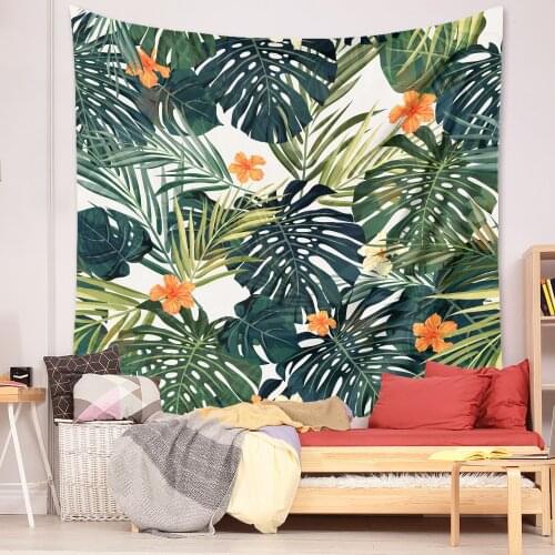 Tropical Leaves Floral Wall Tapestry Wall Hanging Carpet Palm Tree Bohemian Room Decor Bedroom Trippy Tapiz Beach Blanket Shawl
