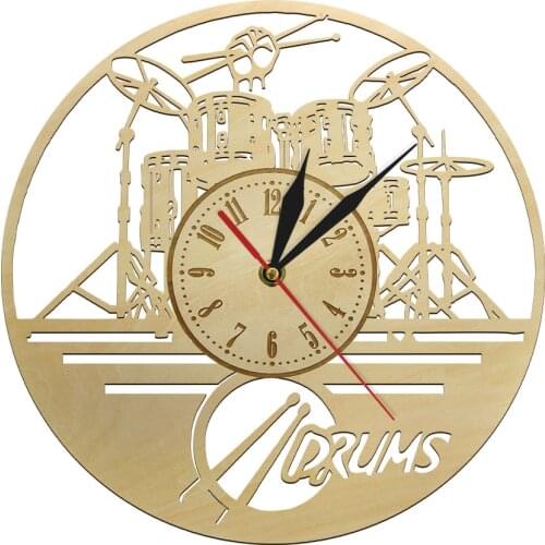 Unique Musical Non-ticking Wood Clock Suzuki Drummer Single Guy Studio Art Decor Teachers Appreciation Percussion Musician Gifts