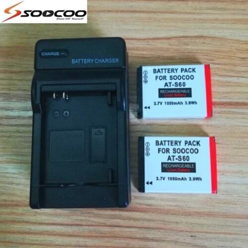 For Original SOOCOO S80/S70/S60/S60B Action Camera Accessories 1050mAh Battery with Charger For s70 s60 S80 Sports camera