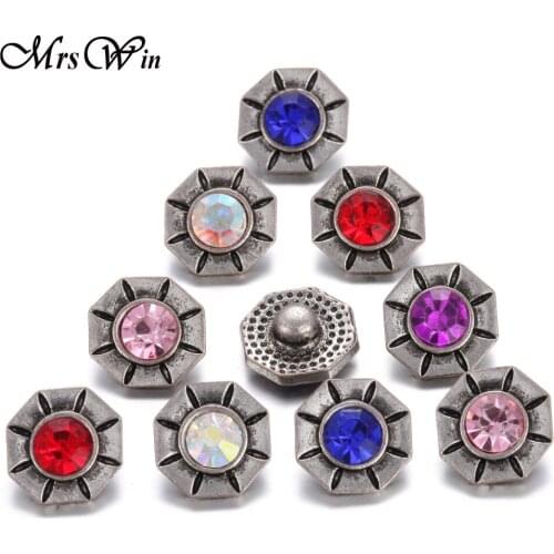10pcs/lot New 12mm Snap Jewelry Metal Rhinestone snap buttons lots with copper button for bracelets and necklace pendant jewelry