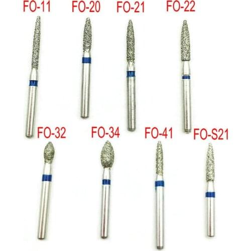 100pcs/10 set Dental Diamond Burs Drill FO Series Teeth Whitening Polishing Product for High Speed Handpieces FG 1.6mm