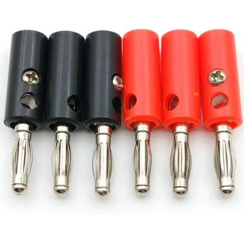 100pcs 4mm Banana Plug Nickel Plated Red + Black adapter