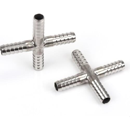 2pcs/lot Stainless Steel Pipe Cross Fitting 4 Way hose barb Connector 5/16" Tee for Draft Beer Line