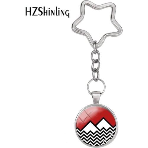 2020 New Fashion Twin peaks Star Keychain David Lynch movie Jewelry Glass Cabochon Key Chain Hot Jewelry