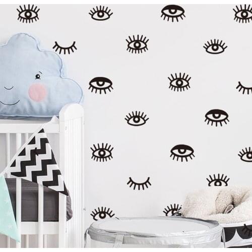 24pcs Creative Eyelash Line Wall Stickers Funny Cartoon Art Wall Decals for Kids Rooms Bedroom Living Room Home Decor