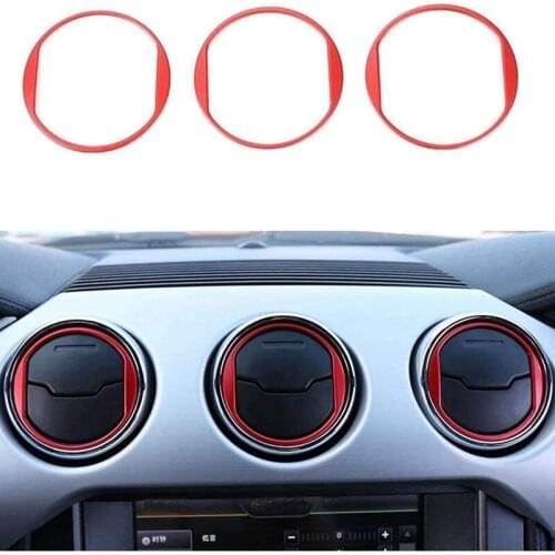 3 PCS Dashboard Central Vent Decor Ring for Ford Mustang 2015-2017 Car Interior Accessories Parts