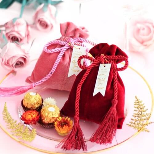 30PCS High Quality Velvet Bag Wedding Candy Bag Baby Shower Birthday Favors Gift Box Gift Bag