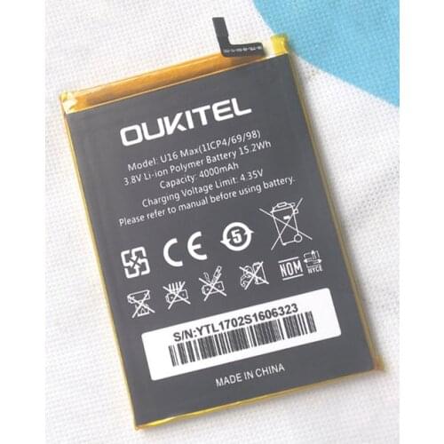 Original Oukitel U16 Max phone battery 4000mah 3.8V For Oukitel U16 Max 6.0Inch Smartphone Android MTK6580 Phone-free shipping