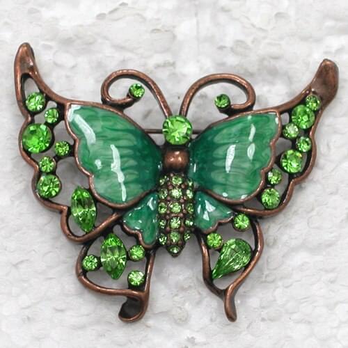 Antique copper Rhinestone Enamel Butterfly brooch Pin C897 K3