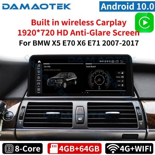DamaoTek Android 10.0 10.25 inch car multimedia tablet for BMW X5 E70/X6 E71 F15 2007-2017 CIC CCC NBT car navigation GPS