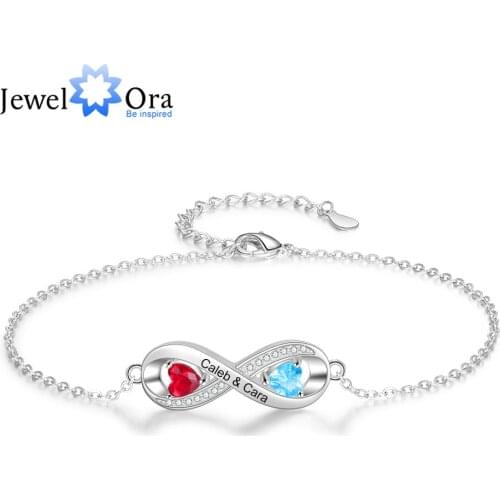 JewelOra Customized Engraved Name Infinity Bracelets for Women Personalized Birthstone Chain Bracelet & Bangles Ladies Jewelry