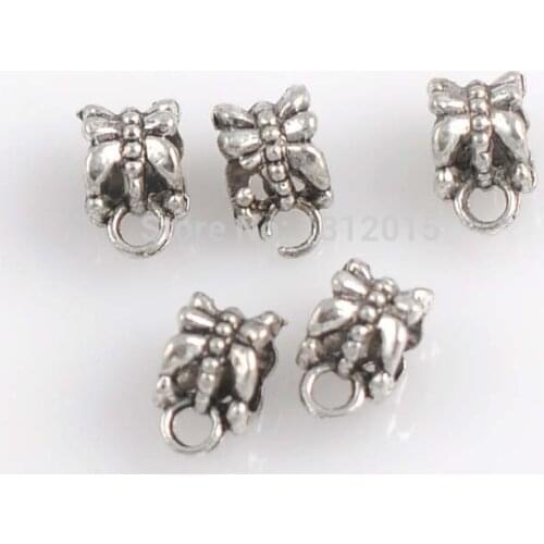 Free Shipping Wholesale Alloy&Metal Antique Silver Bail Beads Jewelry Findings Fit Charm Bracelets 10.5x6.5mm,50Pcs,YTC0168