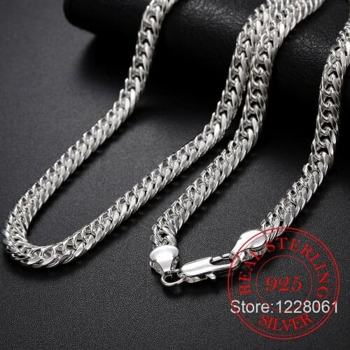 925 Sterling Silver Fine 6MM/10MM Geometry Chain Necklace for Mens Women Luxury Fashion Party Wedding Jewelry Christmas Gifts