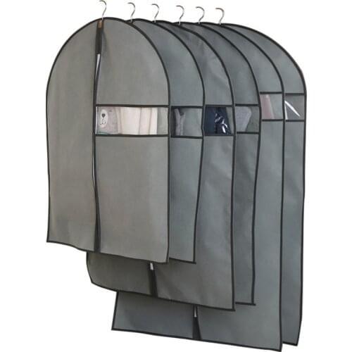 Clothes Dust Cover Non-woven fabric Case for Household Hanging-type Coat Suit Protect Storage Bag Wardrobe Organizer JF011