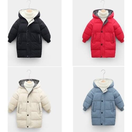 Kids winter coat 2020 long sleeve hooed Outerwear Clothes Warm Children Toddler fashion thicken cotton Padded clothing red black