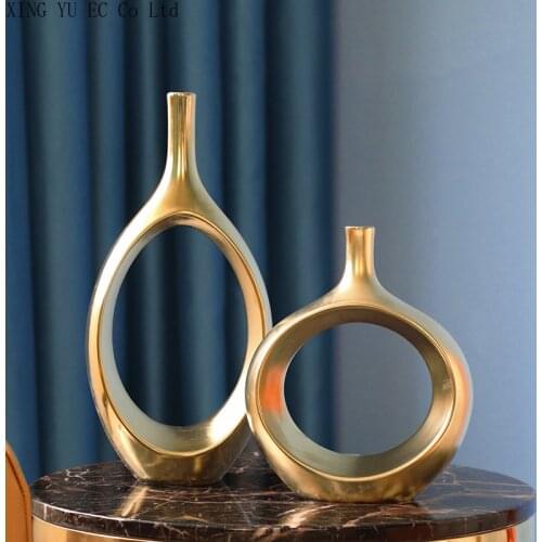 European Style Light Luxury Ceramic Vase Decoration Dried Flower Flower Arrangement Accessories Living Room Home Decoration