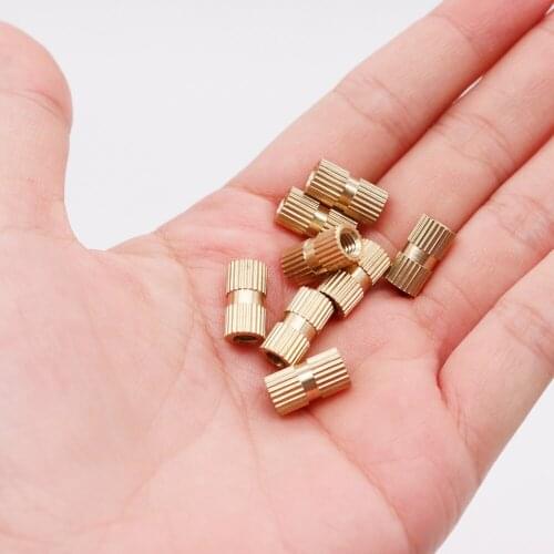 Hot Sale 20-100pcs m1.4 M2 M2.5 M3 M4 M5 M6 M8 Braas insert nut Injection Molding Brass Knurled Thread Inserts Nuts